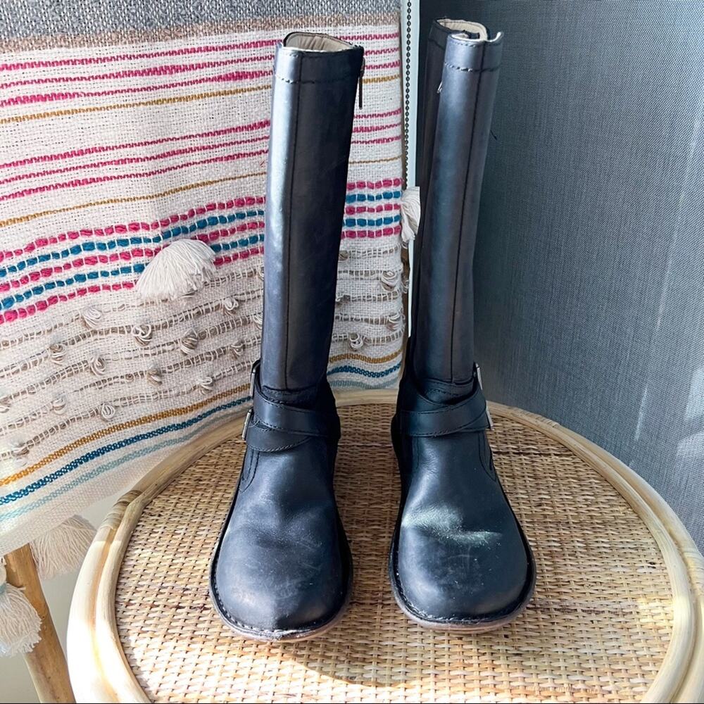 UGG Rosen Black Shearling Lined Tall Leather Winter Boots Women’s 6 - Picture 3 of 11